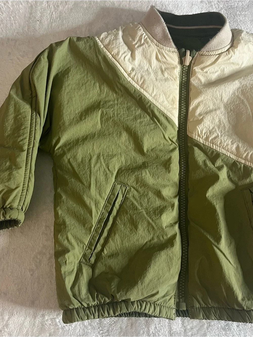 Zara Kids Olive‎ Contrasting Reversible Windbreaker Sz 18~24M